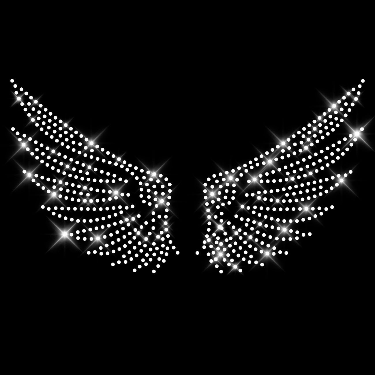 Glitzerdeals Bügelbild Strass Fllügel und Herz mit Flügeln Strassmotiv zum Aufbügeln Flügel Bügelmotiv Engelsflügel Strass Aufbügler Flügel
