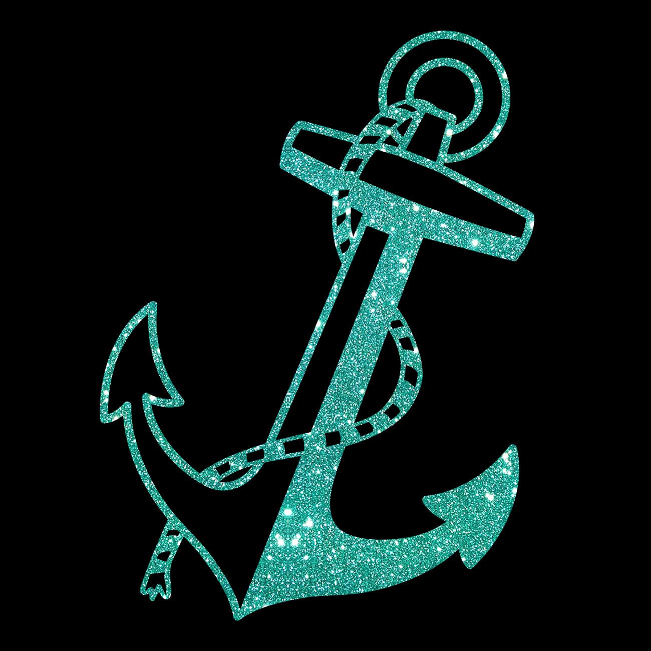 Glitzerdeals Bügelbild Glitzer großer Anker mit Seil Glitzerbild zum Aufbügeln Anker Glitzerflex maritim Bling Aufbügler Anker