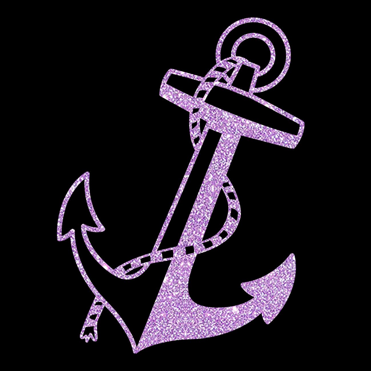 Glitzerdeals Bügelbild Glitzer großer Anker mit Seil Glitzerbild zum Aufbügeln Anker Glitzerflex maritim Bling Aufbügler Anker