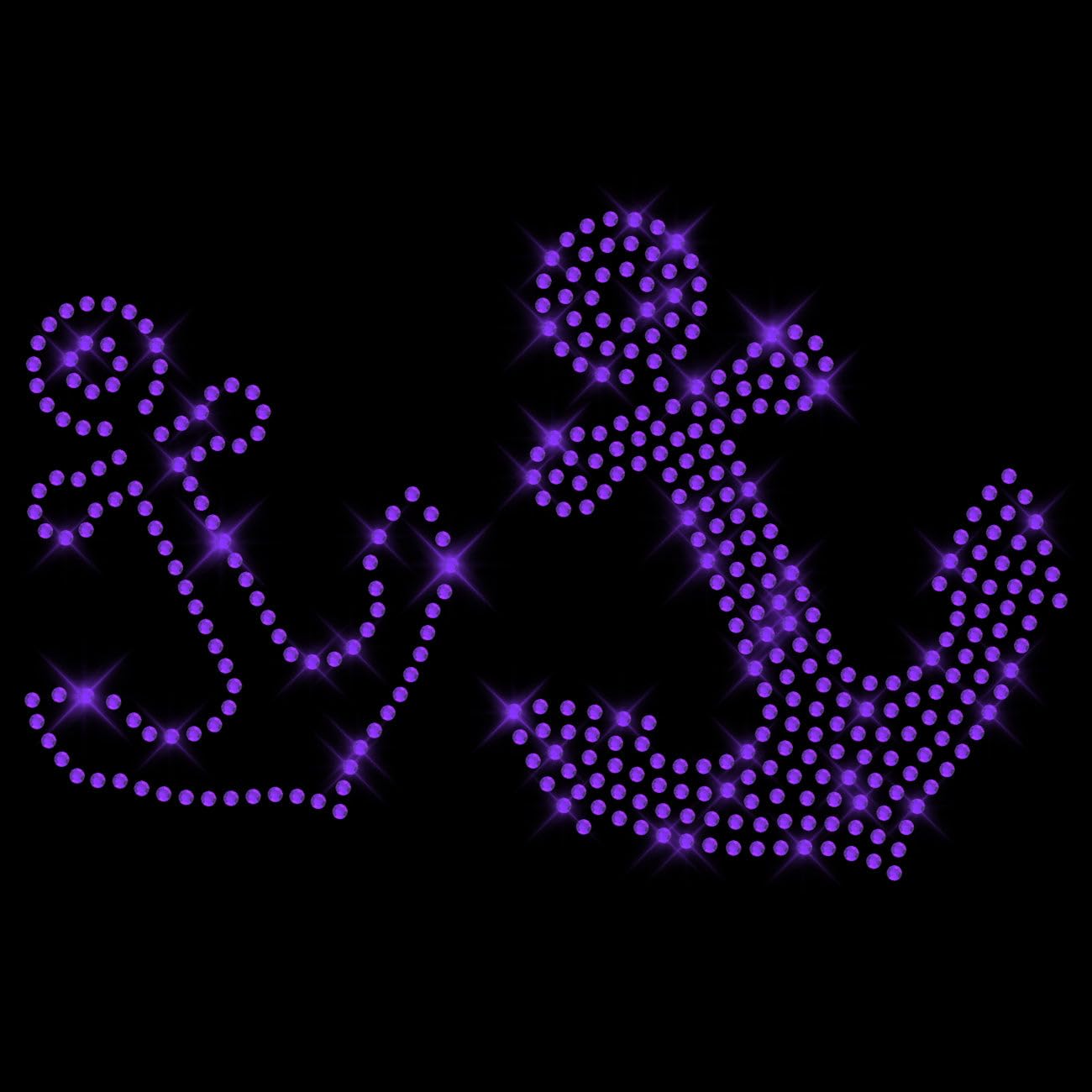 Glitzerdeals Bügelbild Strass Anker 2er Set Strassmotiv zum Aufbügeln Anker Bügelmotiv anchor Strass Aufbügler Anker