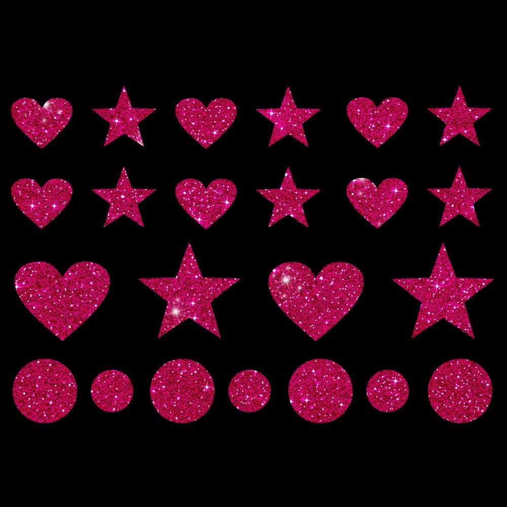 Glitzerdeals Bügelbild Glitzer Herzen Sterne Punkte Karneval Glitzer Glitzerbild zum Aufbügeln Herzen Glitzerflex Sterne Bling Aufbügler Herzen