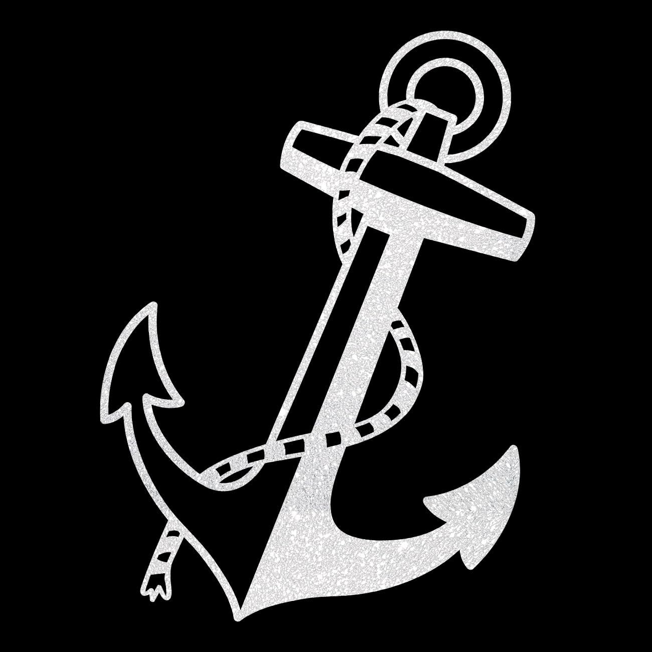 Glitzerdeals Bügelbild Glitzer großer Anker mit Seil Glitzerbild zum Aufbügeln Anker Glitzerflex maritim Bling Aufbügler Anker