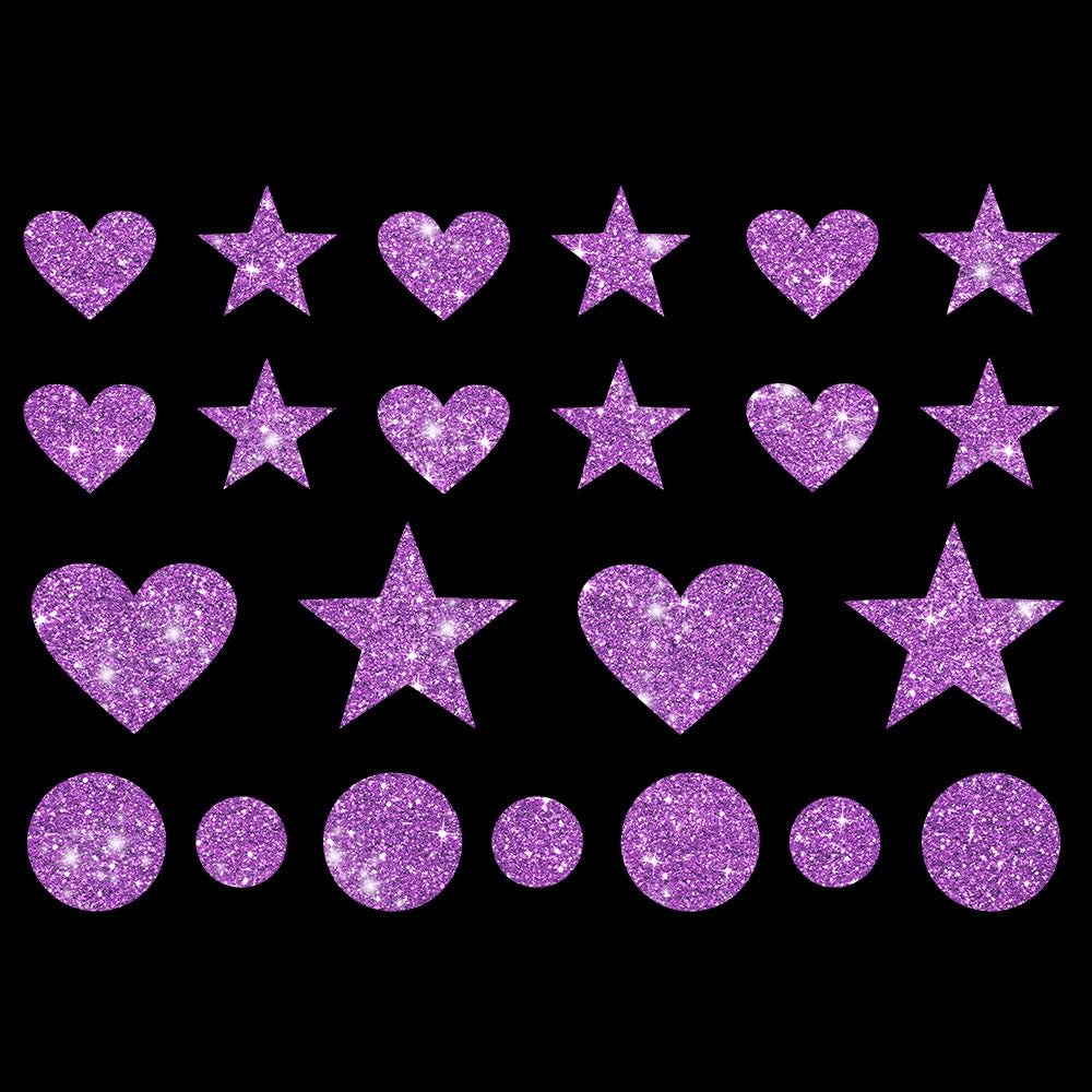 Glitzerdeals Bügelbild Glitzer Herzen Sterne Punkte Karneval Glitzer Glitzerbild zum Aufbügeln Herzen Glitzerflex Sterne Bling Aufbügler Herzen