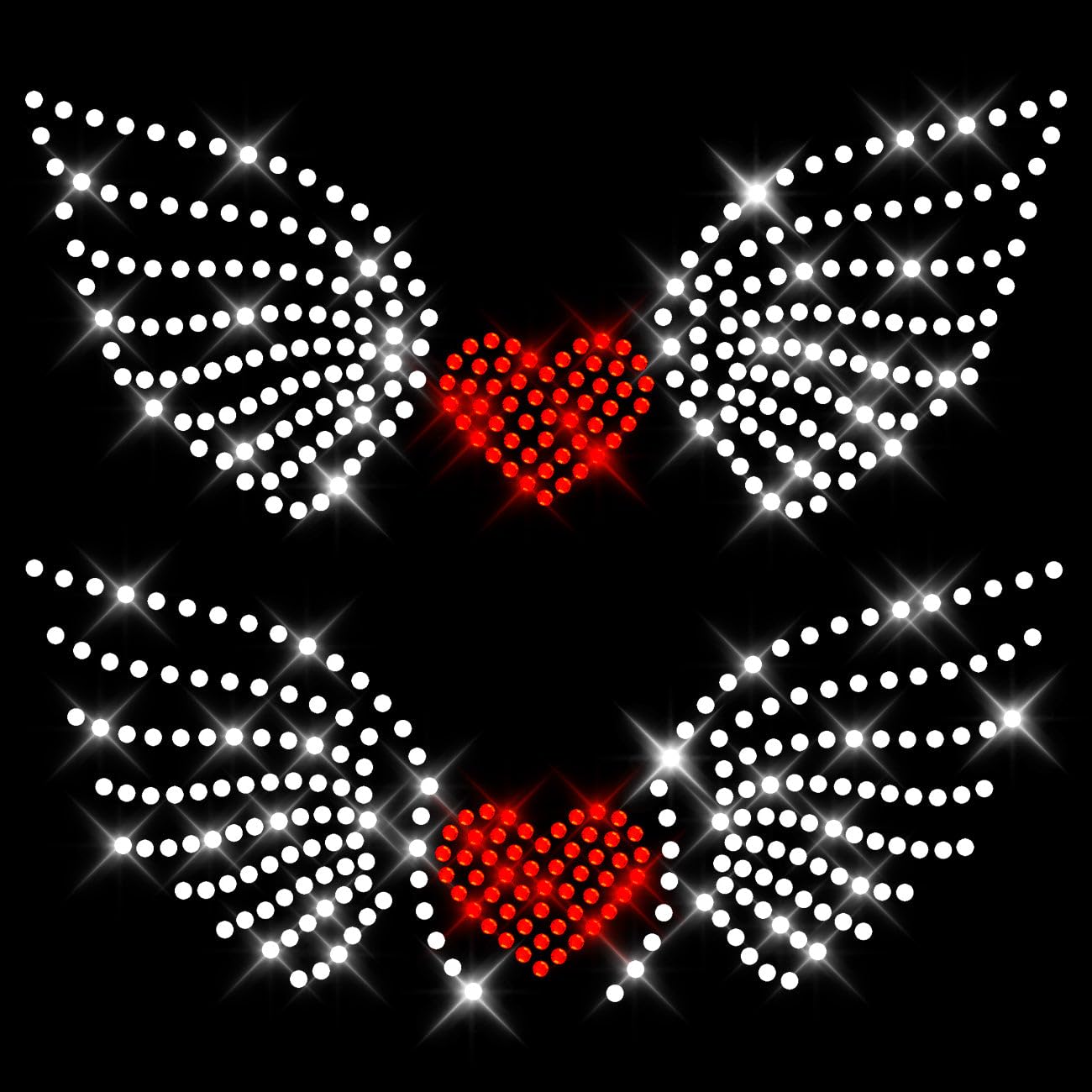 Glitzerdeals Bügelbild Strass Fllügel und Herz mit Flügeln Strassmotiv zum Aufbügeln Flügel Bügelmotiv Engelsflügel Strass Aufbügler Flügel