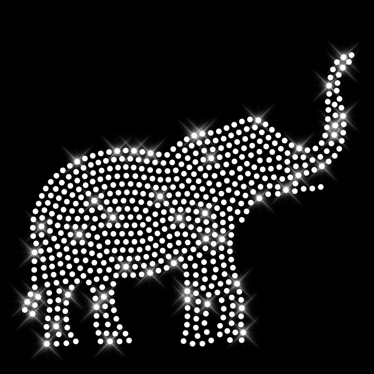 Glitzerdeals Bügelbild Strass Elefant Silhouette kristall Strassmotiv zum Aufbügeln Elefant Bügelmotiv Elephant Strass Aufbügler Elefant