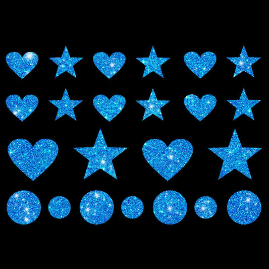 Glitzerdeals Bügelbild Glitzer Herzen Sterne Punkte Karneval Glitzer Glitzerbild zum Aufbügeln Herzen Glitzerflex Sterne Bling Aufbügler Herzen