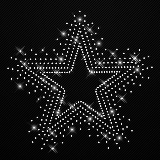 Glitzerdeals Bügelbild Strass großer Stern kristall ungefüllt Strassmotiv zum Aufbügeln Stern Bügelmotiv Sterne Strass Aufbügler Stern