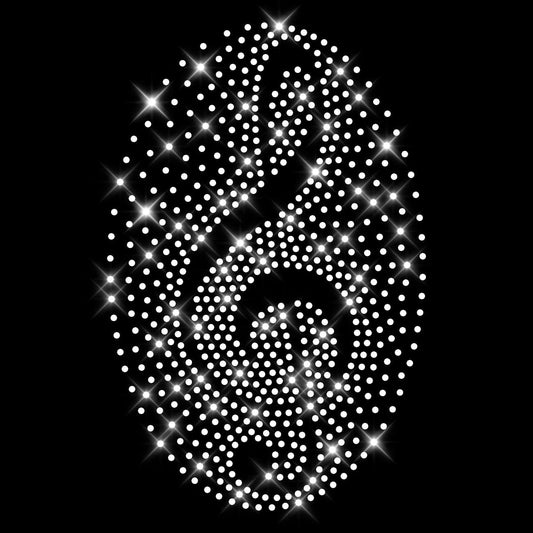 Glitzerdeals Bügelbild Strass Umriss Notenschlüssel kristall Strassmotiv zum Aufbügeln Notenschlüssel Bügelmotiv Note Strass Aufbügler Notenschlüssel