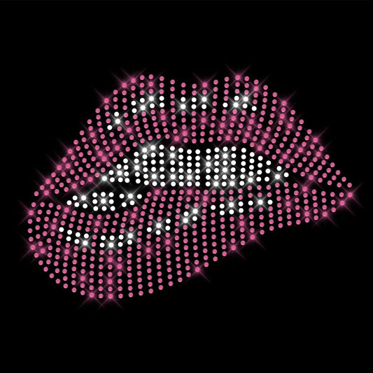 Glitzerdeals Bügelbild Strass Lippen Bite Mund Kussmund pink Strassmotiv zum Aufbügeln Teufel Bügelmotiv Babe Strass Aufbügler Teufel