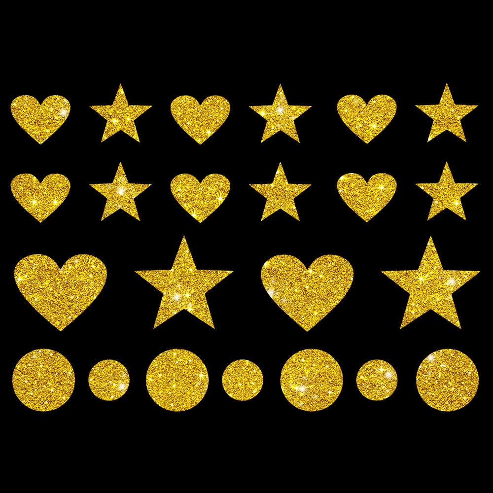 Glitzerdeals Bügelbild Glitzer Herzen Sterne Punkte Karneval Glitzer Glitzerbild zum Aufbügeln Herzen Glitzerflex Sterne Bling Aufbügler Herzen