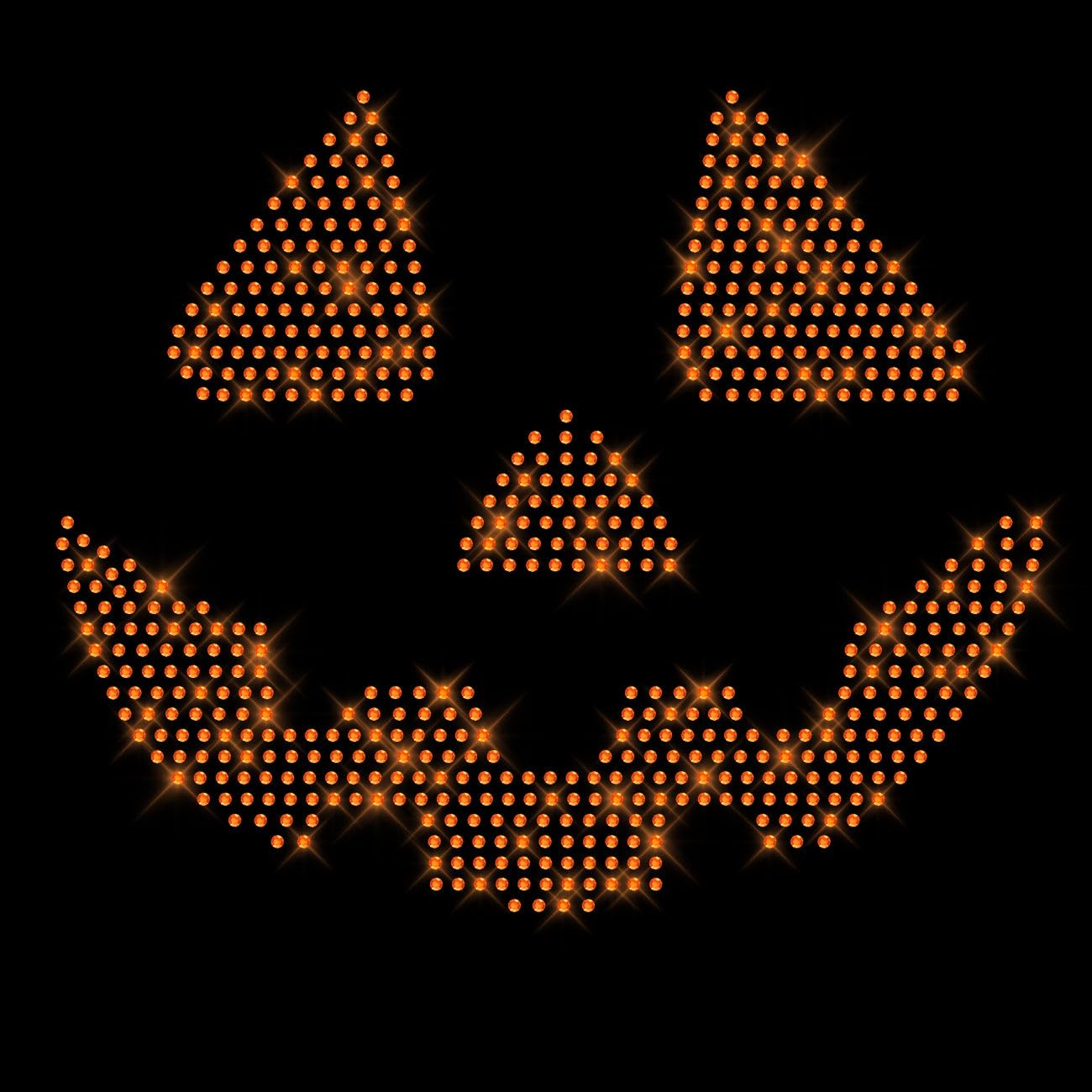 Glitzerdeals Bügelbild Strass Halloween Kürbis Gesicht Strassmotiv zum Aufbügeln Kürbis Bügelmotiv Kürbisgesicht Strass Aufbügler Kürbis