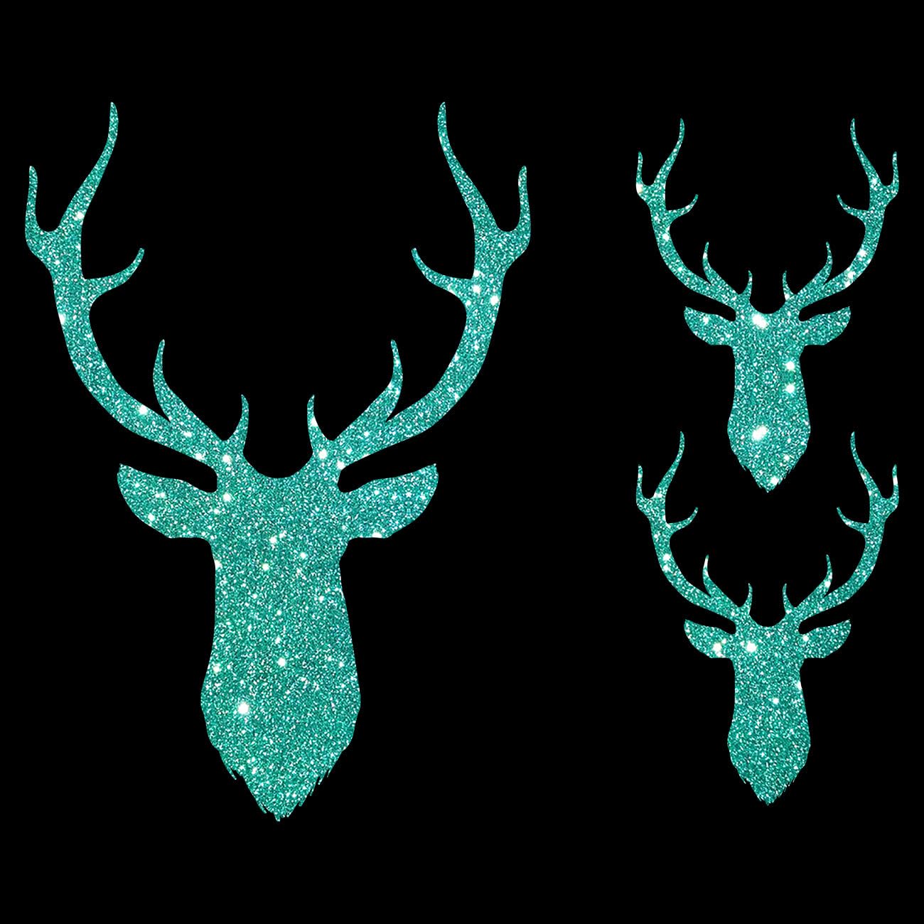 Glitzerdeals Bügelbild Glitzer Hirsch Silhouetten 3er Set Oktoberfest Glitzerbild zum Aufbügeln Hirsch Glitzerflex Oktoberfest Bling Aufbügler Hirsch