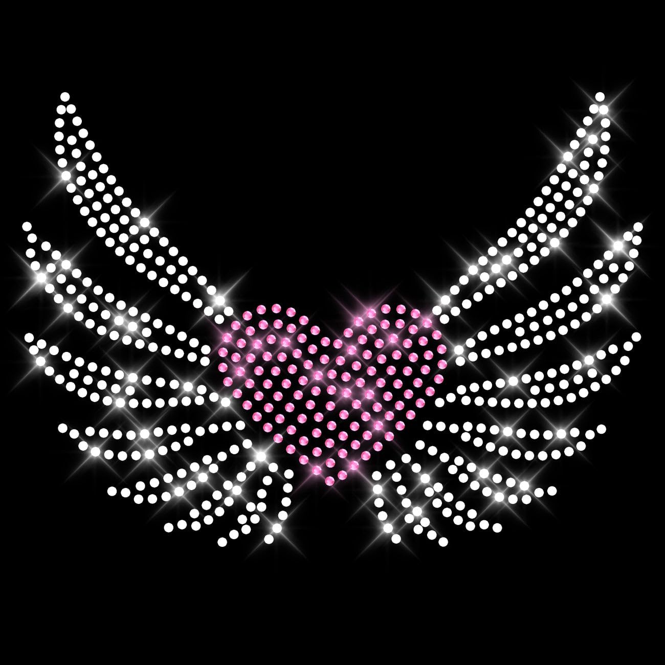 Glitzerdeals Bügelbild Strass Fllügel und Herz mit Flügeln Strassmotiv zum Aufbügeln Flügel Bügelmotiv Engelsflügel Strass Aufbügler Flügel