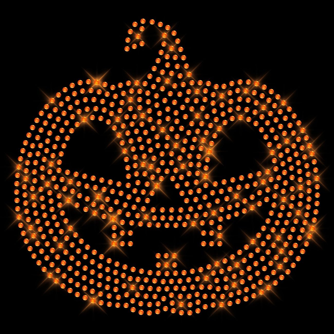 Glitzerdeals Bügelbild Strass Halloween Kürbis mit Gesicht Strassmotiv zum Aufbügeln Kürbis Bügelmotiv Kürbisgesicht Strass Aufbügler Kürbis