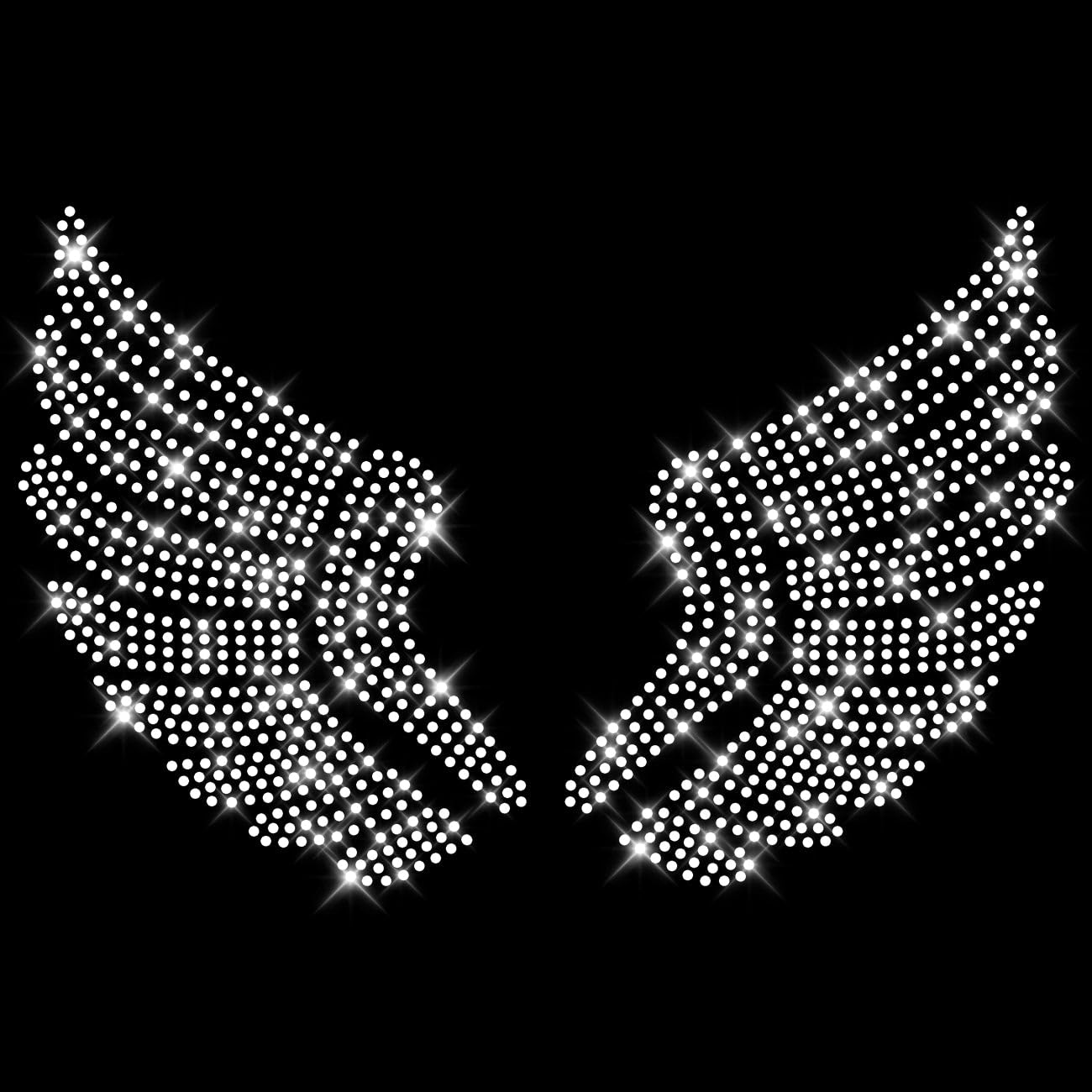 Glitzerdeals Bügelbild Strass Fllügel und Herz mit Flügeln Strassmotiv zum Aufbügeln Flügel Bügelmotiv Engelsflügel Strass Aufbügler Flügel