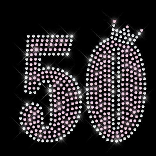 Glitzerdeals Bügelbild Strass 50. Geburtstag Geburtstagszahl mit Krone Strassmotiv zum Aufbügeln 50. Geburtstag Bügelmotiv Jubiläum Strass Aufbügler 50. Geburtstag