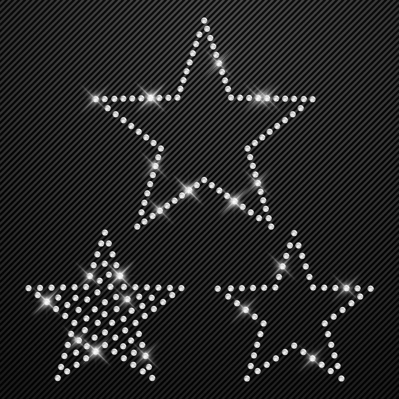 Strass Bügelbild 3 Sterne Strassmotiv zum Aufbügeln Aufbügler Sterne Hotfix iron-on-rhinestone transfer Bügelmotiv kristall Stern Glitzer