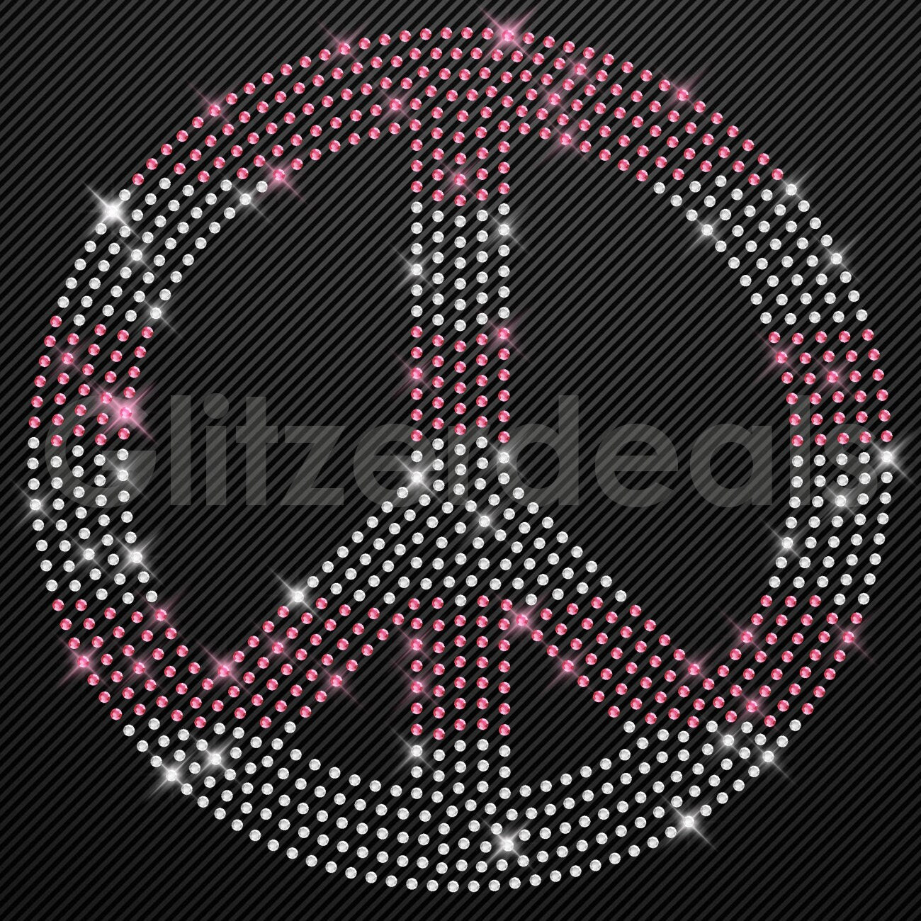 Strass Bügelbild Peace Strassmotiv zum Aufbügeln Aufbügler Peacezeichen Hotfix iron-on-rhinestone transfer Bügelmotiv Glitzer peace sign 2C
