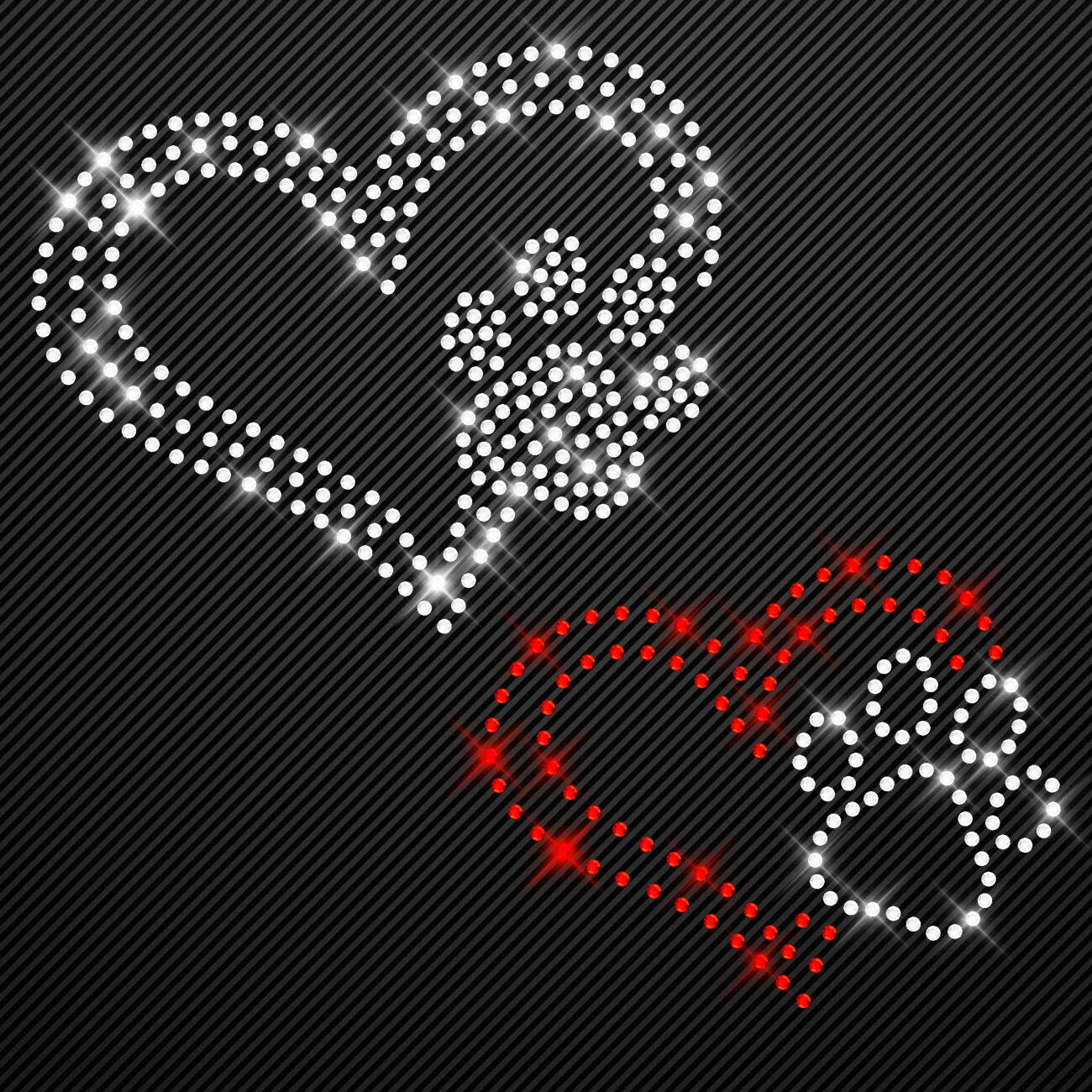 Strass Bügelbild Herz mit Hundepfote Set Strassmotiv zum Aufbügeln Aufbügler Hotfix iron-on-rhinestone transfer Bügelmotiv Glitzerbild Pfote