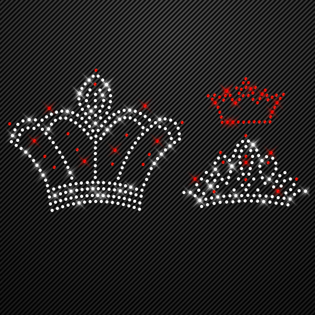 Strass Bügelbilder Kronen Set Strassmotiv Krone zum Aufbügeln Aufbügler Bügelmotiv Glitzerbild rhinestone transfer Prinzessin Queen Krönchen