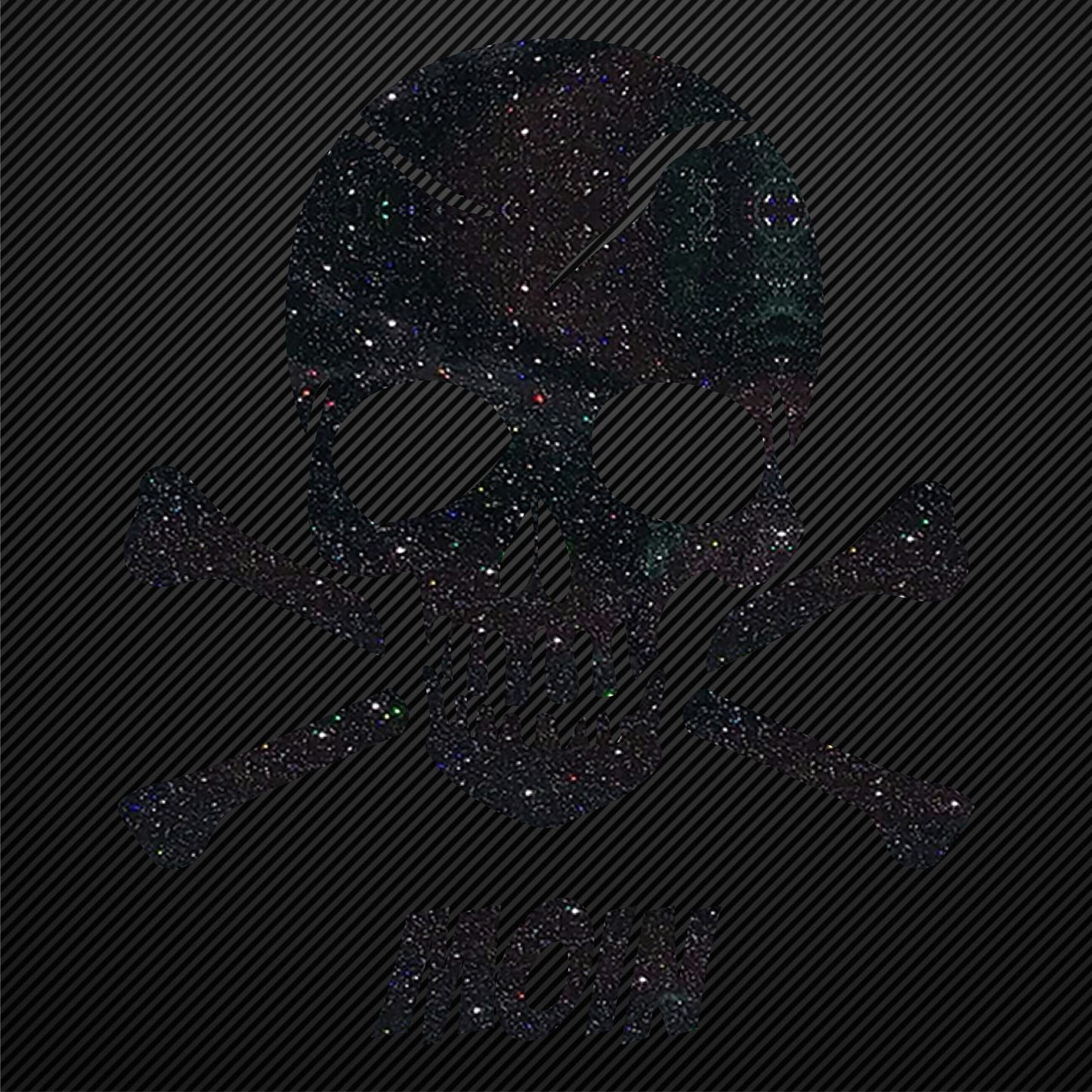 Aufbügler Totenkopf mit Knochen Glitzer und Moin Bügelbild Glitter Totenköpfe Bügelmotiv Schädel skull iron on design skull with bones