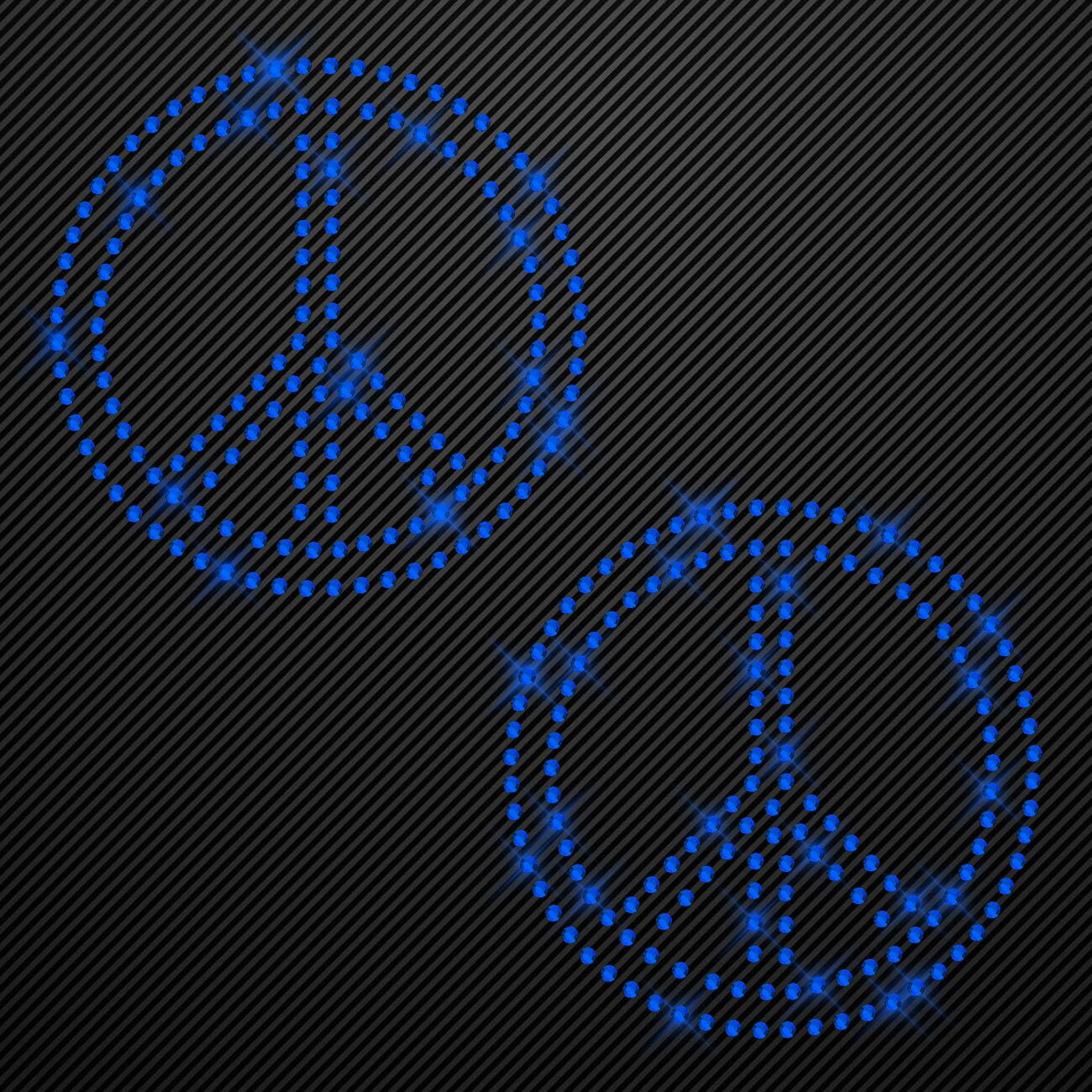 Strass Bügelbild 2 x Peace Strassmotiv zum Aufbügeln Aufbügler Peacezeichen Hotfix iron-on-rhinestone transfer Bügelmotiv Glitzer peace sign
