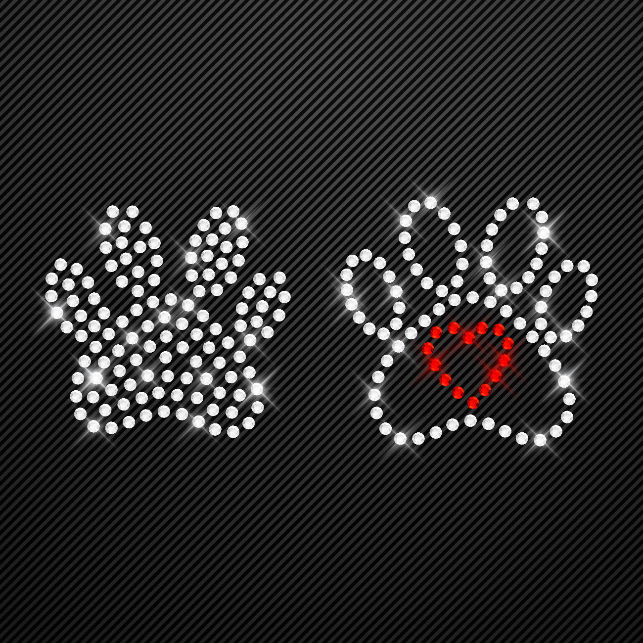 Strass Bügelbild Pfoten mit Herz Strassmotiv zum Aufbügeln Aufbügler Hotfix iron-on-rhinestone transfer Bügelmotiv kristall Glitzer Pfötchen