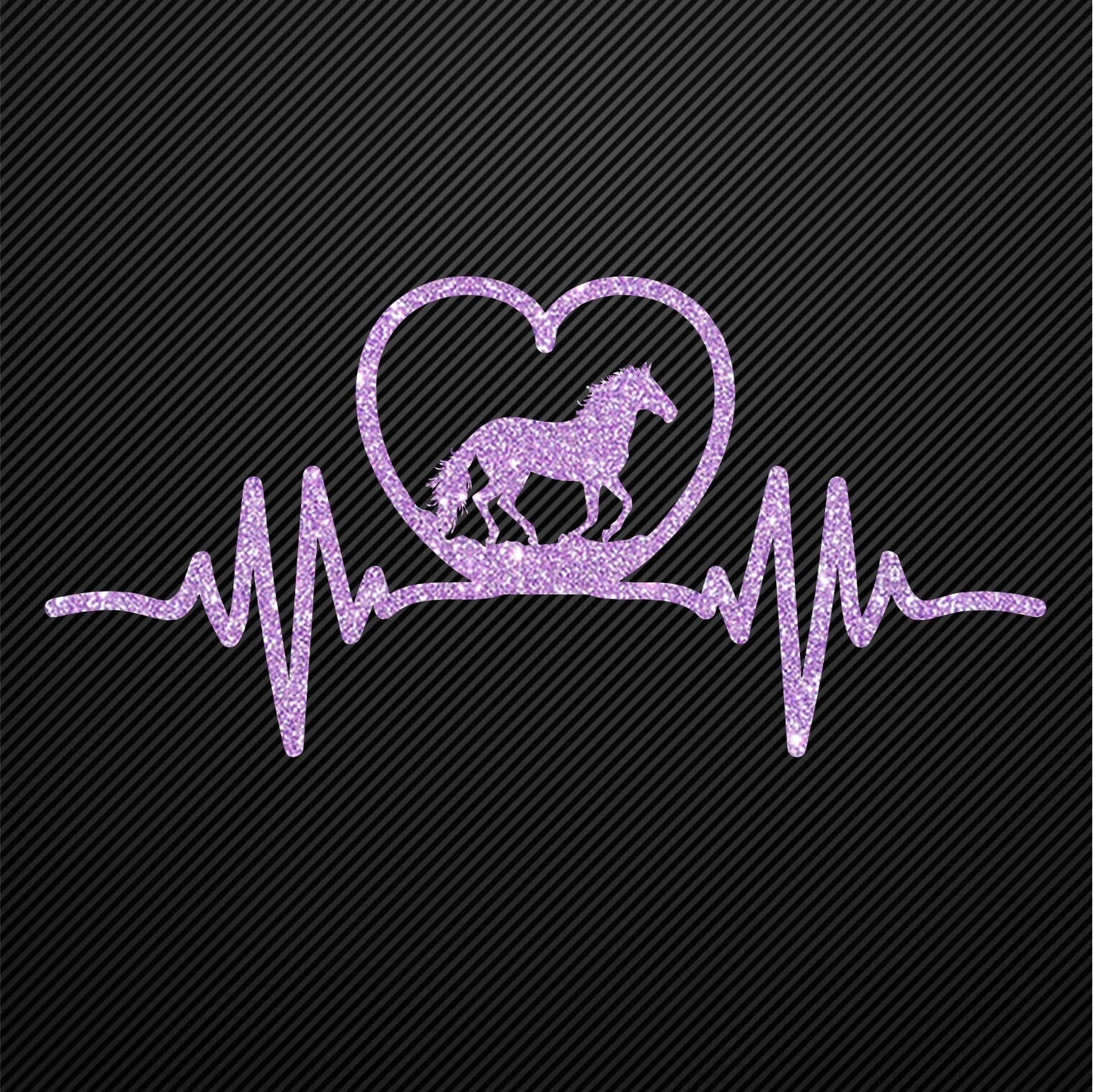 Glitzerdeals Bügelbild Pferd auf Herzlinie Aufbügler Pferd Glitzer Bügelmotiv Glitter Pferde Reiterin Glitzerbild Reiten EKG Herzschlag