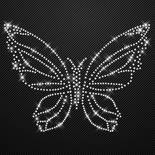 Strass Bügelbild Schmetterling Strassmotiv zum Aufbügeln Aufbügler Schmetterlinge Hotfix iron-on-rhinestone transfer butterfly Bügelmotiv