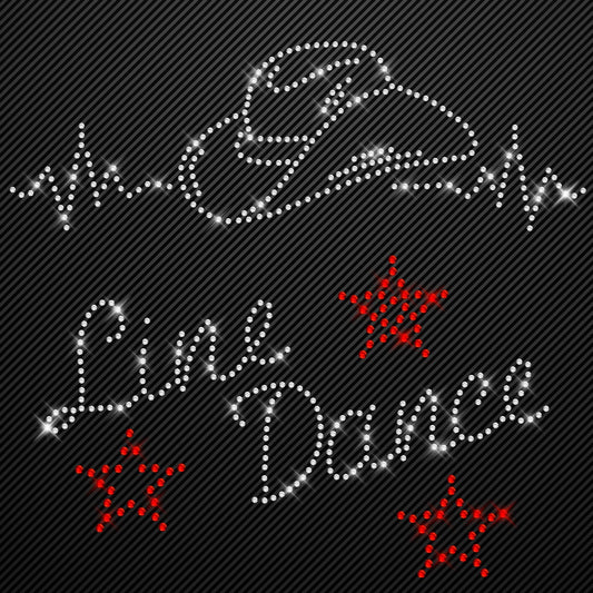 Strass Bügelbild Line Dance 2er Set Mix Strassmotiv Cowgirl zum Aufbügeln Aufbügler Bügelmotiv Glitzerbild rhinestone transfer EKG Heartbeat
