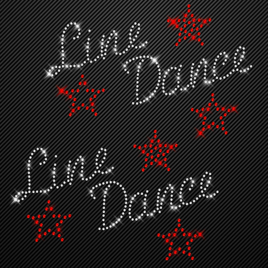 Strass Bügelbild Line Dance 2er Set mit Sternen Strassmotiv Cowgirl zum Aufbügeln Aufbügler Bügelmotiv Glitzerbild rhinestone transfer Hut