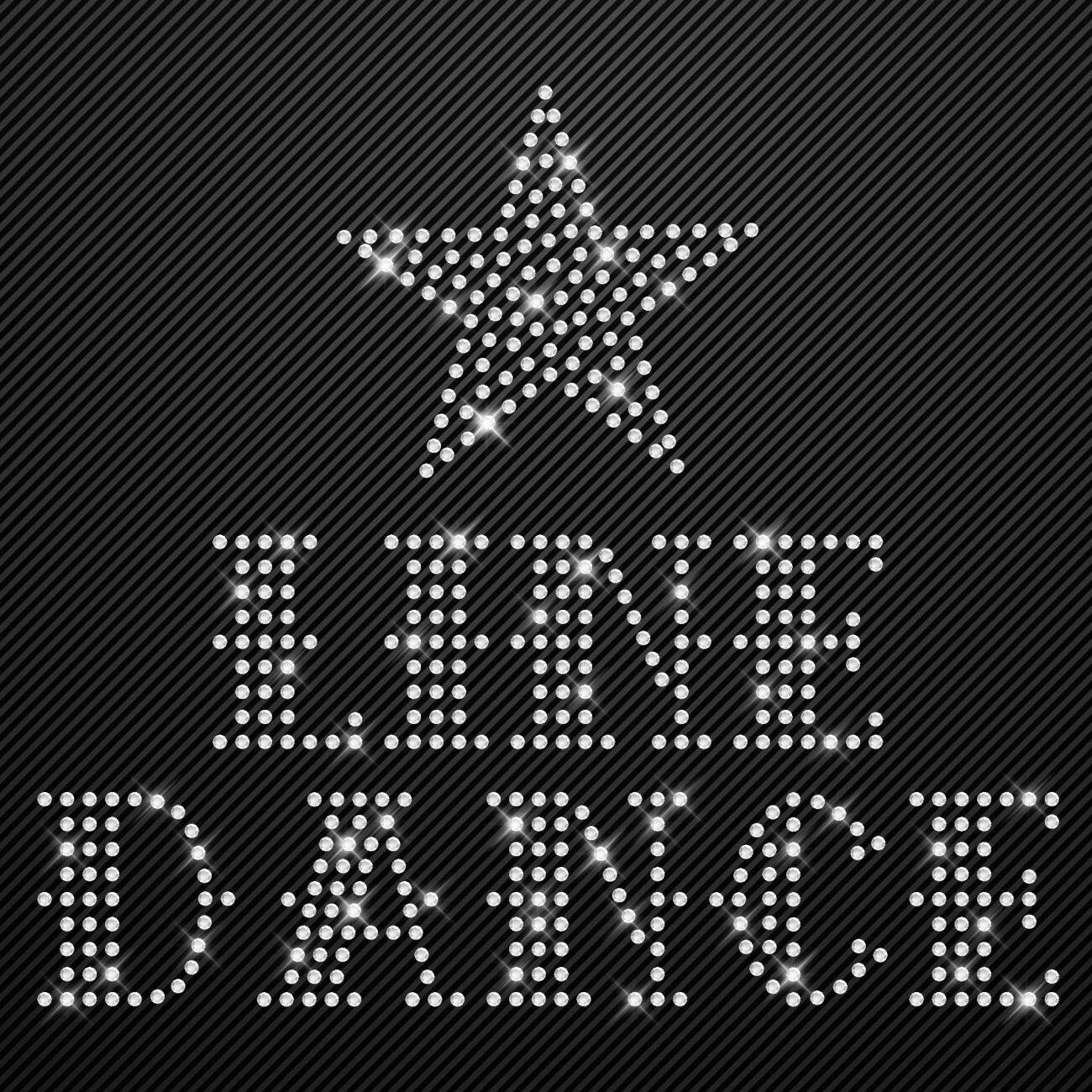 Strass Bügelbild Line Dance Schriftzug mit Stern Strassmotiv Cowgirl zum Aufbügeln Aufbügler Bügelmotiv Glitzerbild rhinestone transfer