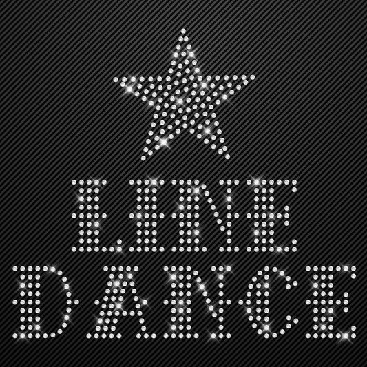 Strass Bügelbild Line Dance Schriftzug mit Stern Strassmotiv Cowgirl zum Aufbügeln Aufbügler Bügelmotiv Glitzerbild rhinestone transfer