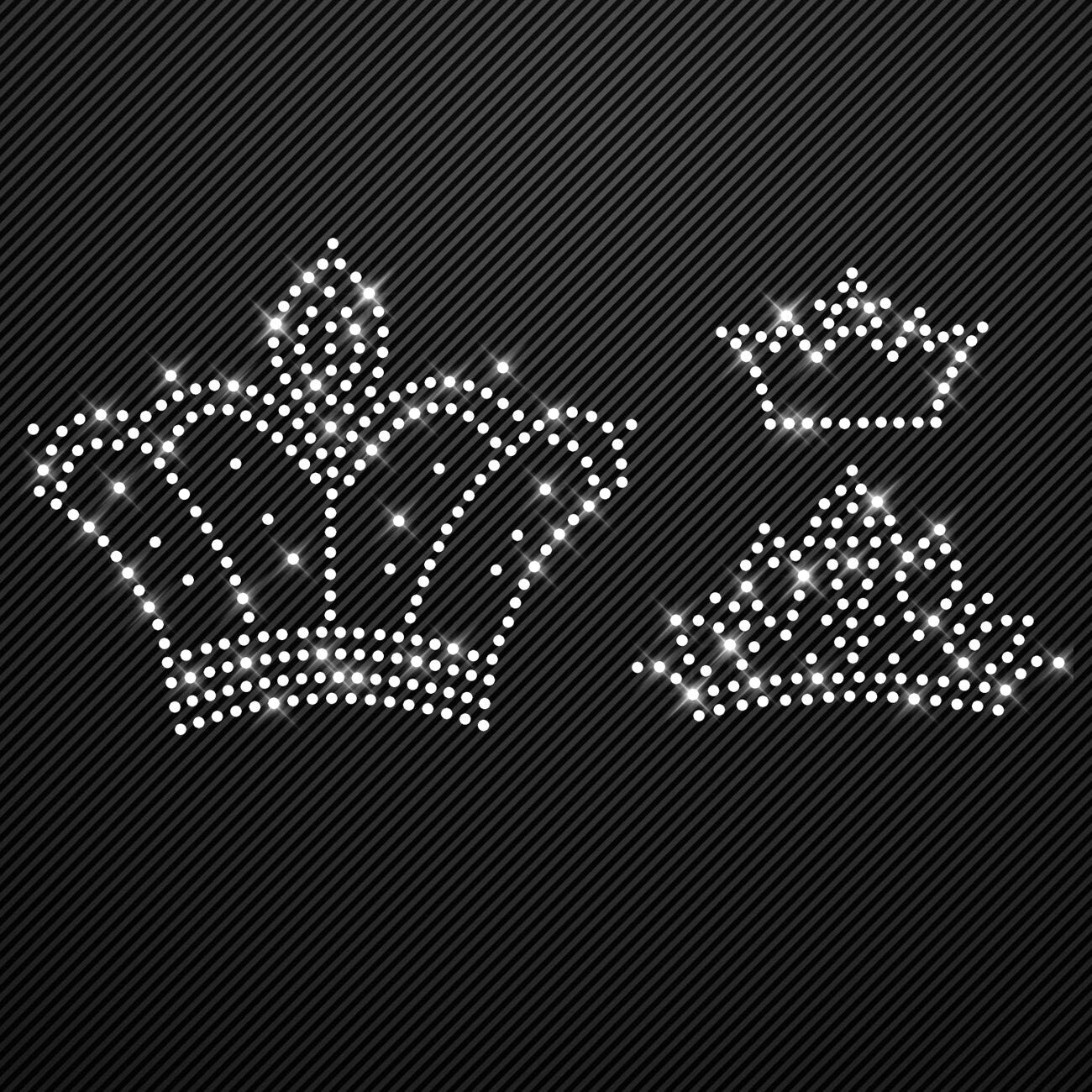 Strass Bügelbilder Kronen Set Strassmotiv Krone zum Aufbügeln Aufbügler Bügelmotiv Glitzerbild rhinestone transfer Prinzessin Queen Krönchen