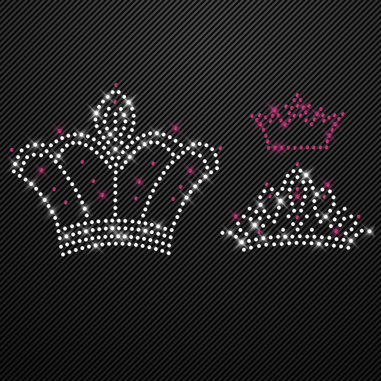 Strass Bügelbilder Kronen Set Strassmotiv Krone zum Aufbügeln Aufbügler Bügelmotiv Glitzerbild rhinestone transfer Prinzessin Queen Krönchen