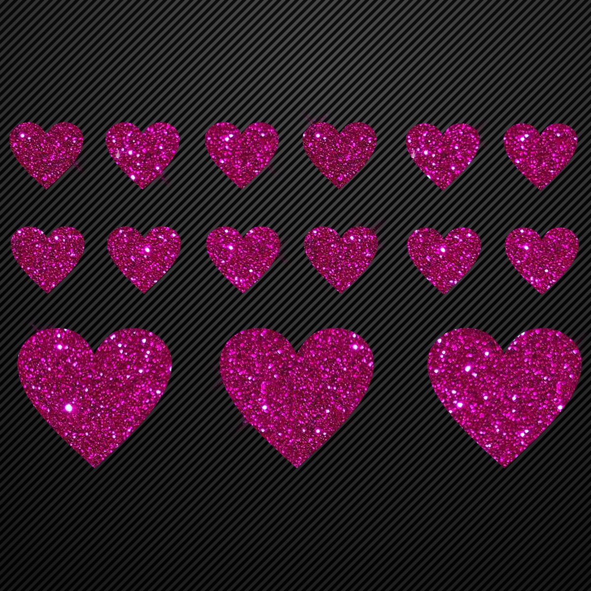 Glitzerdeals Bügelbild Glitzer Herzen zum Aufbügeln Aufbügler Glitzer Herz Bügelmotiv Glitter Herz Set Glitzerbild Bügelbilder mit Glitzer