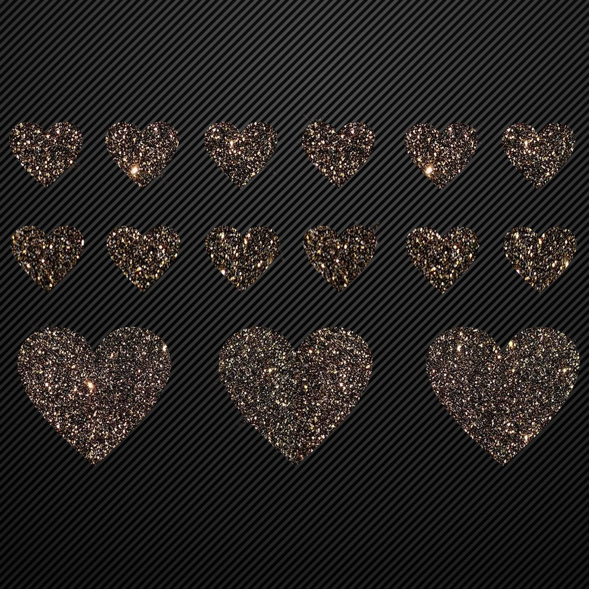 Glitzerdeals Bügelbild Glitzer Herzen zum Aufbügeln Aufbügler Glitzer Herz Bügelmotiv Glitter Herz Set Glitzerbild Bügelbilder mit Glitzer