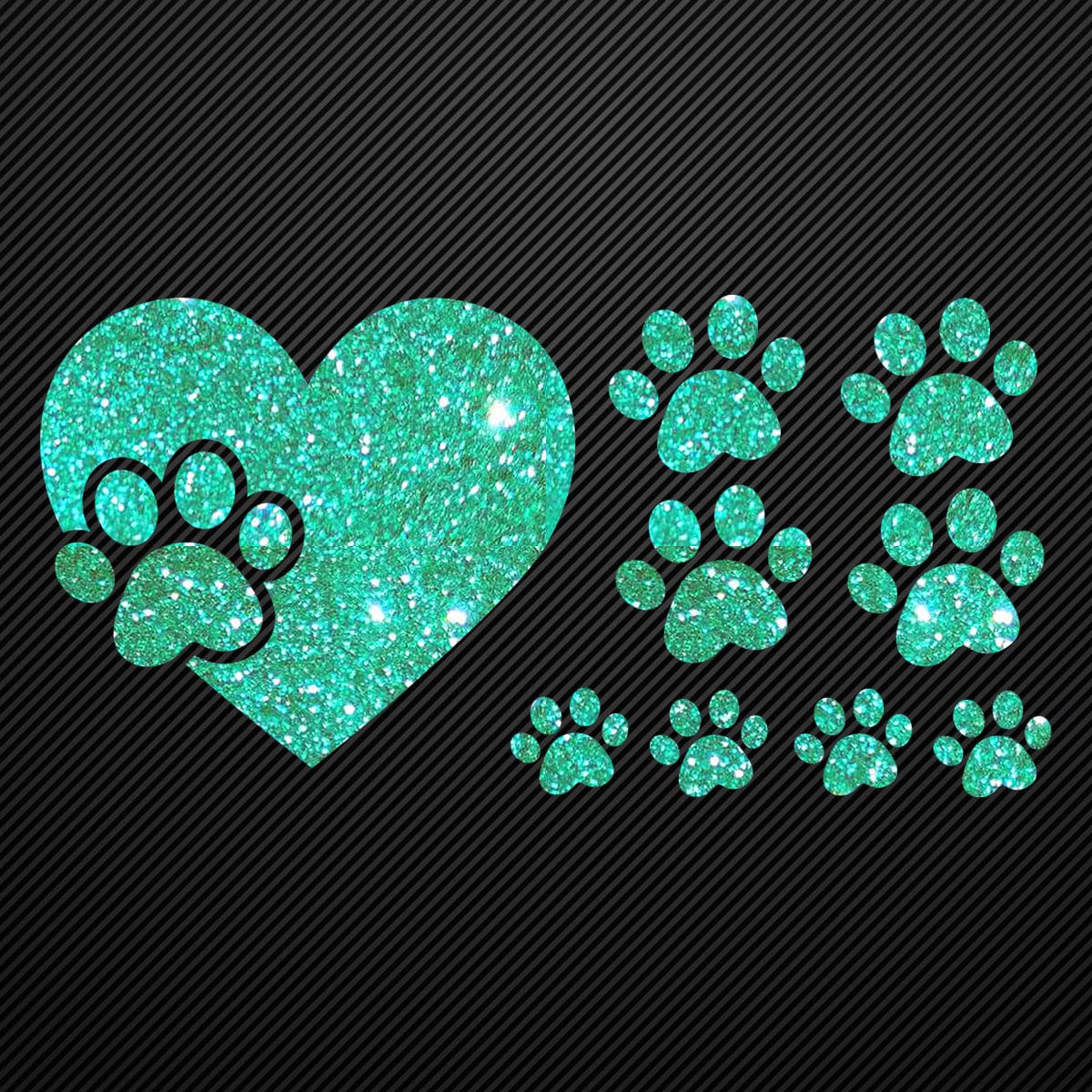 Glitzerdeals Bügelbild Glitzer Pfoten zum Aufbügeln Aufbügler Pfote im Herz Bügelmotiv Glitter Set Glitzerbild Bügelbilder mit Glitzer