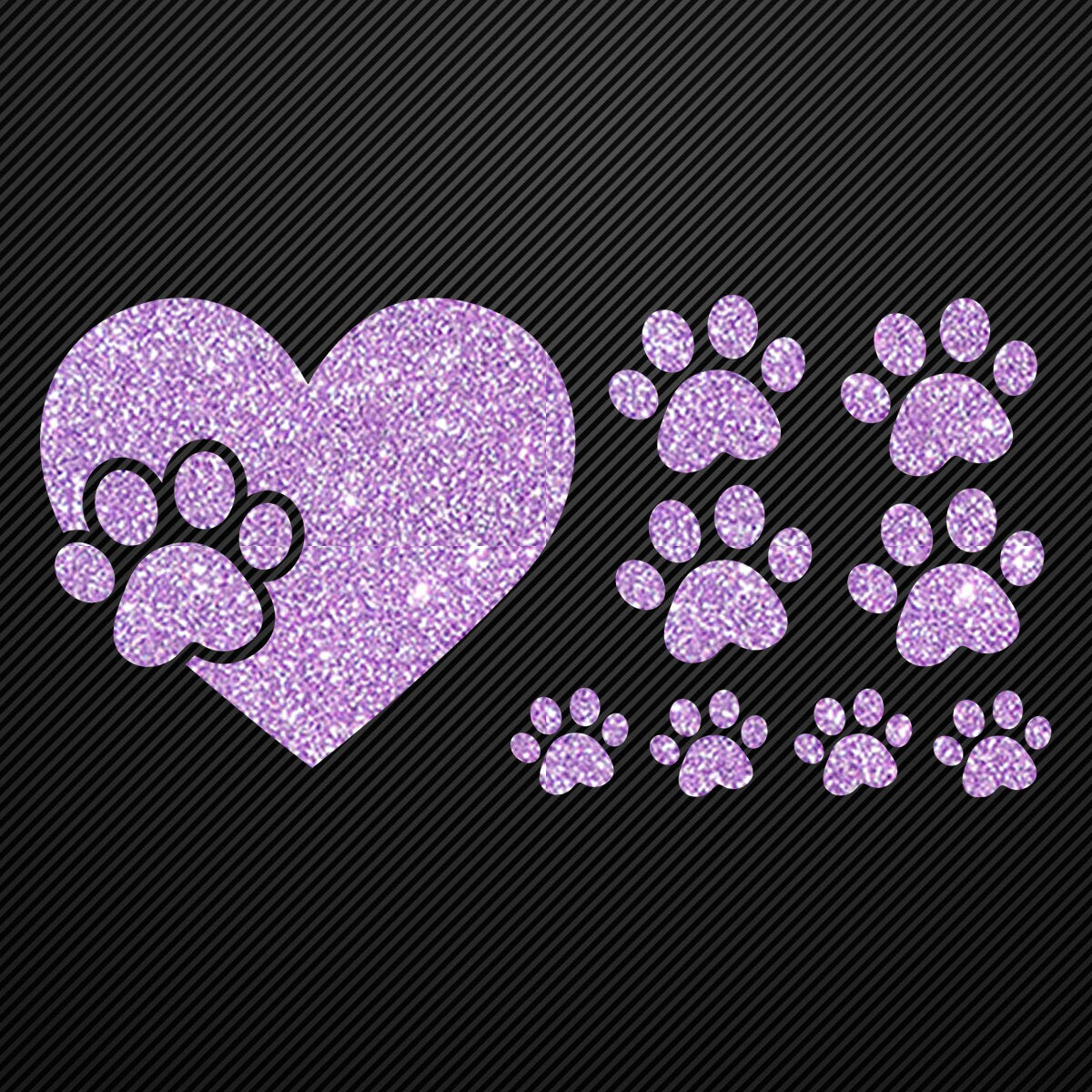 Glitzerdeals Bügelbild Glitzer Pfoten zum Aufbügeln Aufbügler Pfote im Herz Bügelmotiv Glitter Set Glitzerbild Bügelbilder mit Glitzer