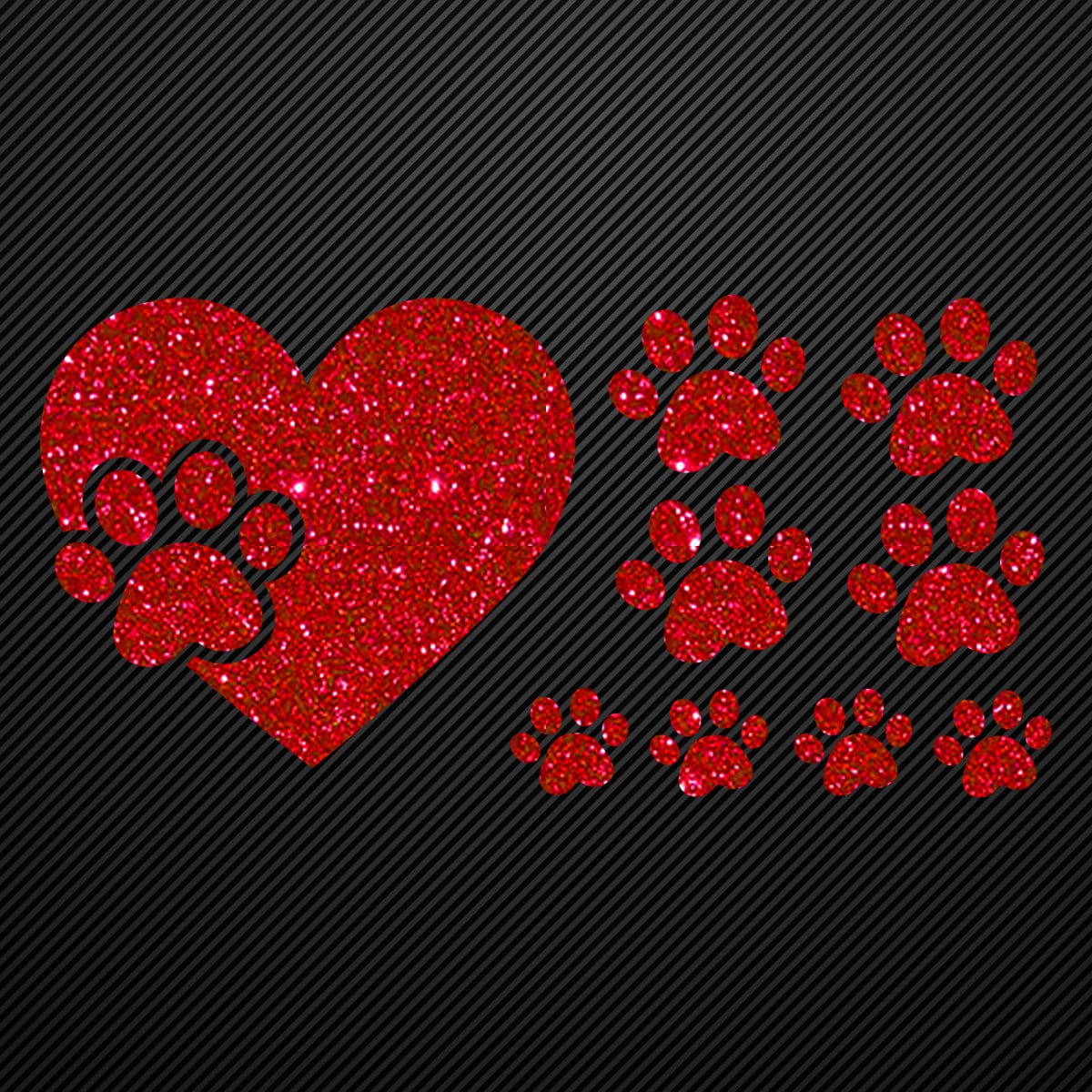 Glitzerdeals Bügelbild Glitzer Pfoten zum Aufbügeln Aufbügler Pfote im Herz Bügelmotiv Glitter Set Glitzerbild Bügelbilder mit Glitzer