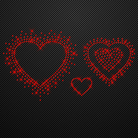 Strass Bügelbild Herzen 3er Set Strassmotiv zum Aufbügeln Aufbügler Herz Hotfix iron-on-rhinestone transfer hearts Bügelmotiv Strass Herz