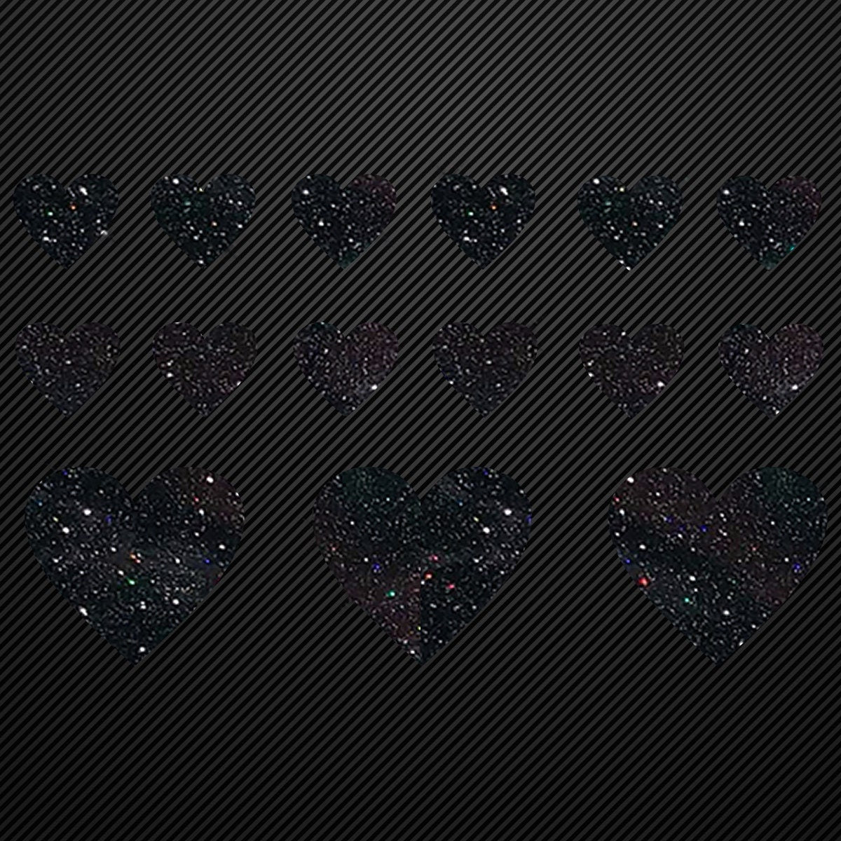 Glitzerdeals Bügelbild Glitzer Herzen zum Aufbügeln Aufbügler Glitzer Herz Bügelmotiv Glitter Herz Set Glitzerbild Bügelbilder mit Glitzer