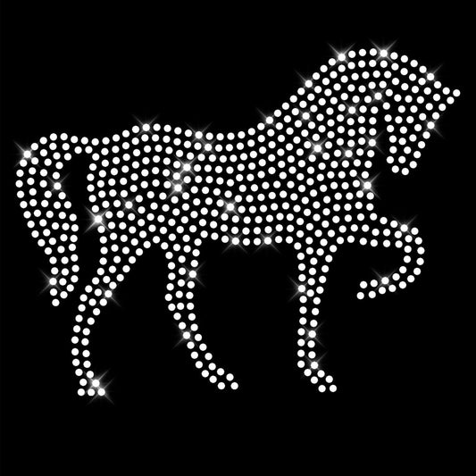 Glitzerdeals Strass Bügelmotiv Pferd zum Aufbügeln Silhouette Aufbügler Glitzer Bügelbild Pferde Reiterin Glitzerbild Reiten Pferdebild